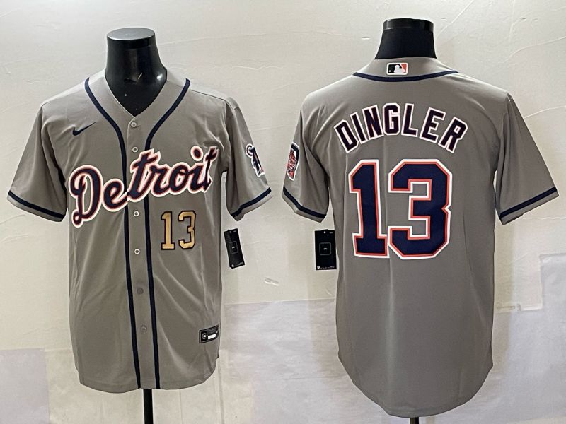 Men 2025 Detroit Tigers #13 Dingler Grey Nike MLB Jersey 04